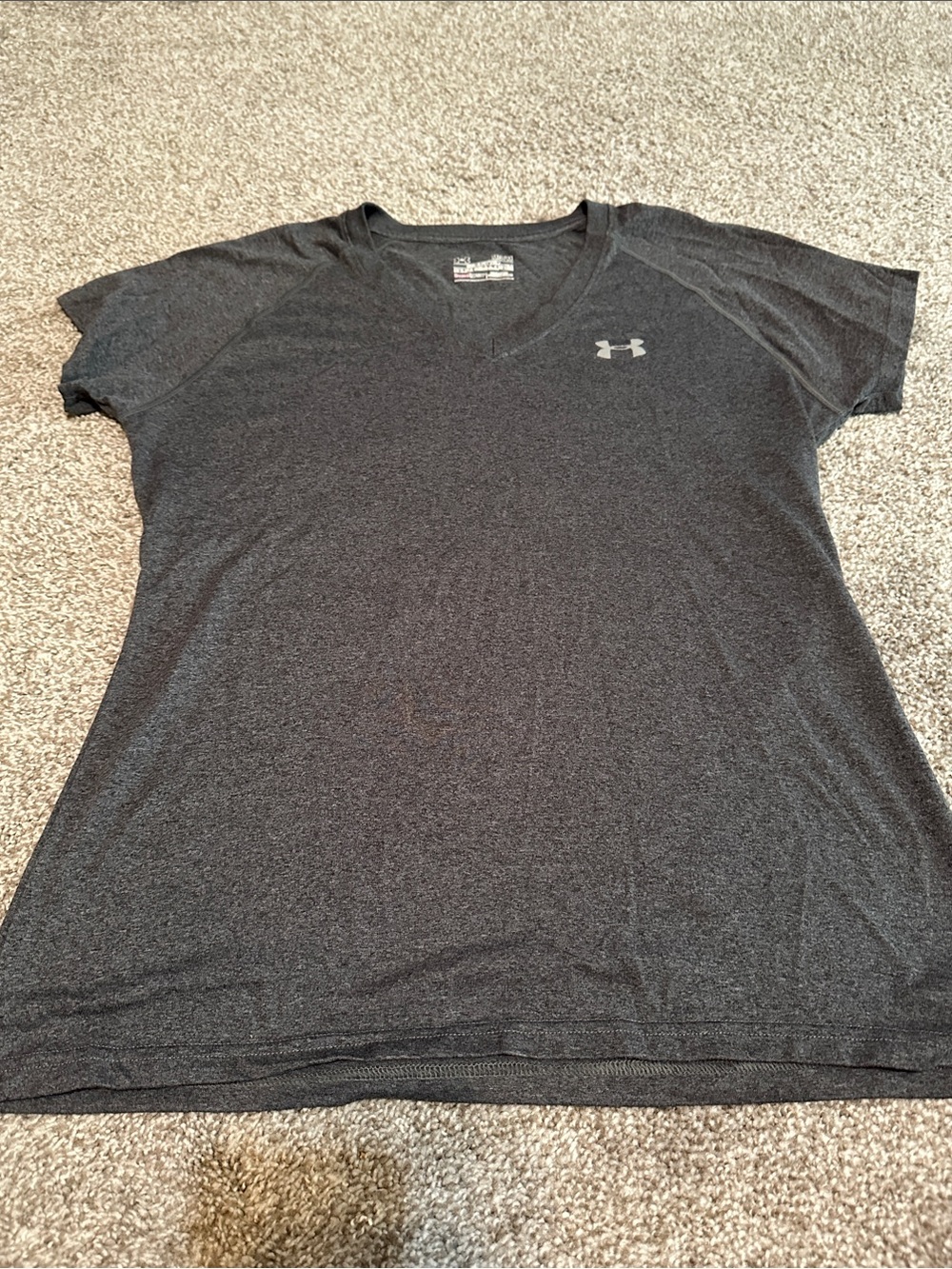 Under Armour Dark Gray Heather HeatGear V-Neck Performance Top